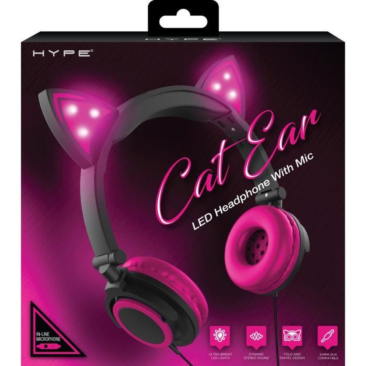 Hype Casque Oreilles De Chat Roses Lumineuses Casque Ecouteurs Avis Et Prix Pas Cher Cdiscount