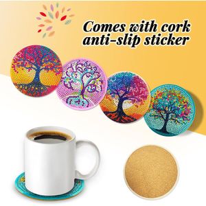 Diamond Painting Dessous De Verre DIY Diamant Coucher De Soleil Et Plage Peinture Support Antidérapant Boissons Dessous De Verre Ronds Cuisine