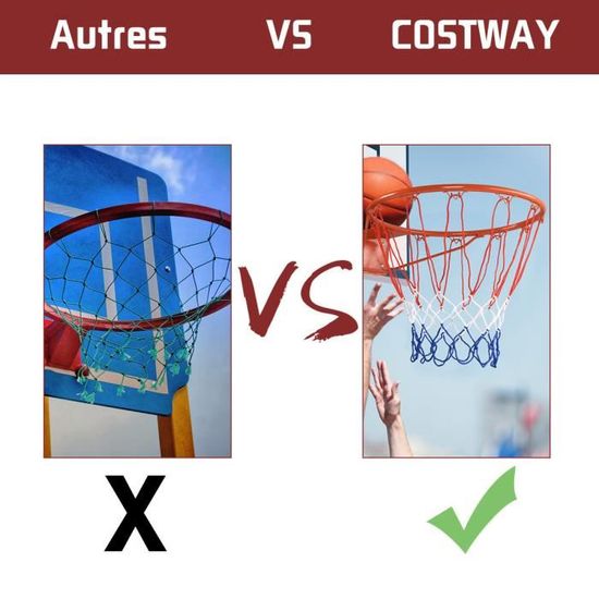 Anneau de Basketball Panier de Basket avec Filet 46 CM Fixation au Murale  pour Adultes / Enfants - Costway