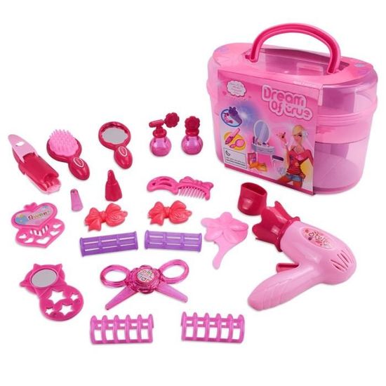 1 Set Jeu Dimitation Jouet De Maquillage Coiffeur Esthéticien Cadeau Pour Fille Enfant
