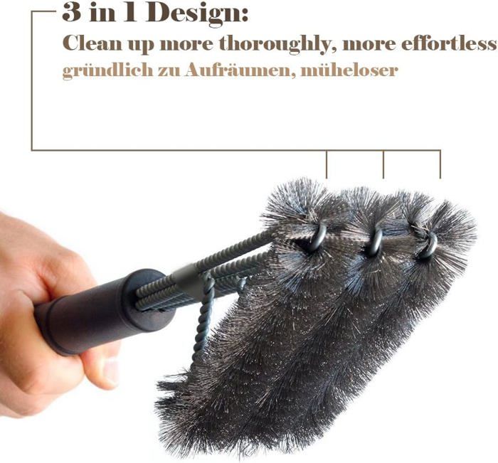 Lot De 3 Brosse De Barbecue 3 En 1 Avec Grattoir - Nettoyage Gril Charbon Électrique Fumeur