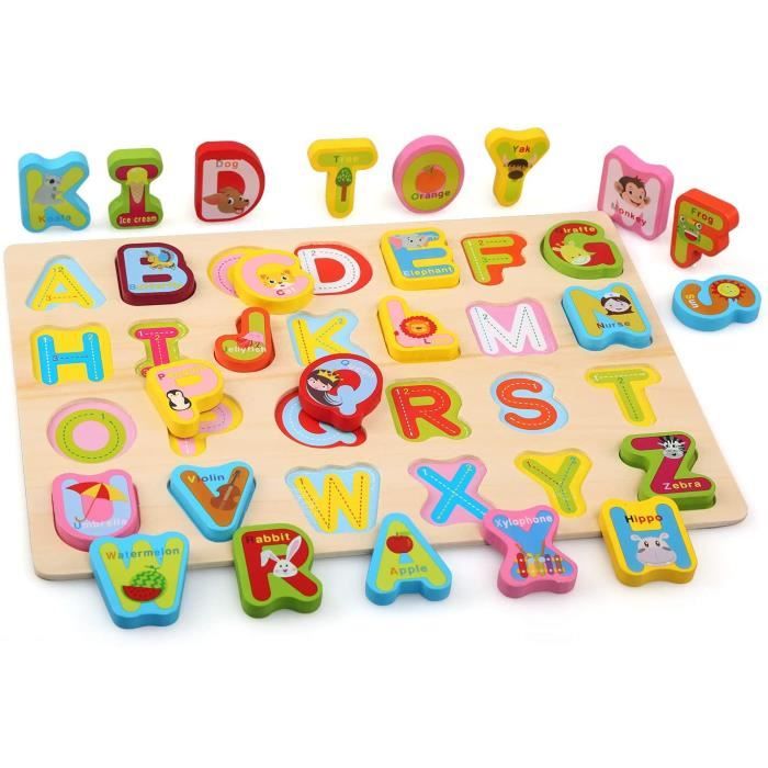 Puzzle alphabet bois - Puzzle lettres Janod pour enfant dès 2 ans