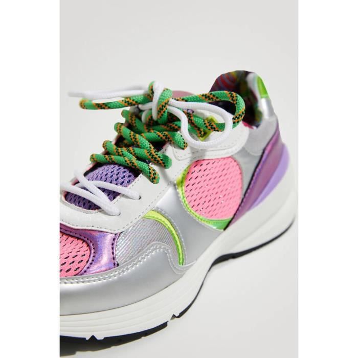 Baskets femme Desigual Moon Lacroix Gris rose Fluor Multi