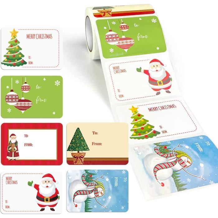 Etiquettes Autocollantes Noel, 250 Pièces Etiquette Cadeau Noel,  Autocollants Cadeaux de Noël, Étiquettes Cadeaux pour Cadeau de Noë
