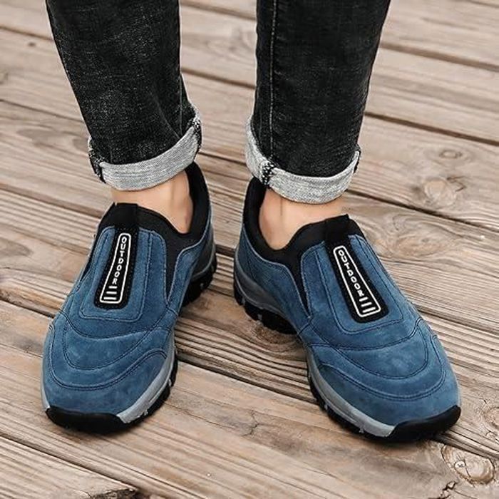 Chaussures De Marche Homme Sans Lacets AEHO - Baskets Randonnée Cuir Orthopédiques Imperméables