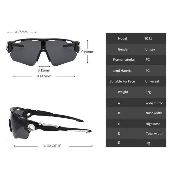 Lunettes De Sport URAQT - Protection UV400 - Monture Noire Verres Gris - Pour Pêche, Vélo, Golf
