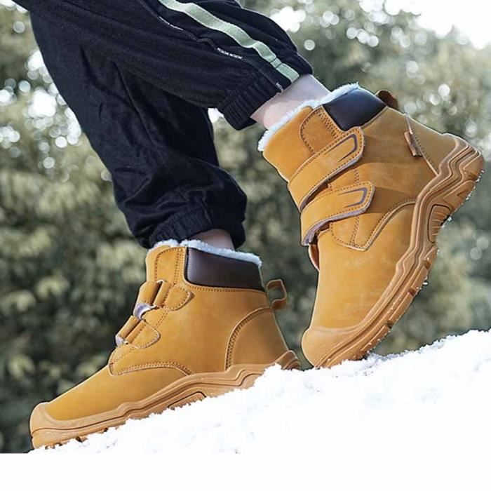 Bottes de neige enfant Jaune Caoutchouc Imperm able et chaud