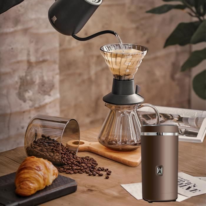 Moulin à Café électrique BioloMix 2en1 – Broyeur à épices Et Grains 300W Inox