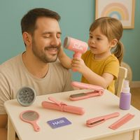 RedCrab Kit Coiffure pour Enfants, 50Pcs Jeu de Salon avec Sèche-Cheveux, Jouets de Rasage et Accessoires, Jeu de Rôle pour Garçons et Filles 3+ Ans