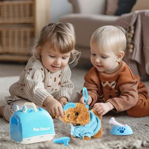 Roxie chien en peluche qui marche et aboie, jouet enfant 3+. Chien a promener en laisse
