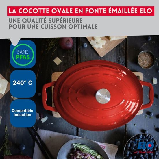 Grand Plat à Four Ovale En Fonte émaillée Rouge - 34 Cm - Style Le Creuset