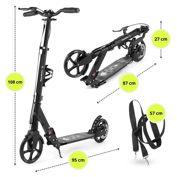 Velo Enfant 3 Ans HyperMotion Trottinette Pour Enfants 8 Ans (Charge Max 50 Kg) - Trottinette De Ville Pour Filles Et Garu00e7ons Freins U00e0 Deux Mains - Roues Gonflables 30 Cm