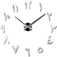 3D Arabe Horloge Murale muette DIY Acryliques Horloges Murales Stickers pour la Maison Salon Bureau à Domicile Argenté 566-0