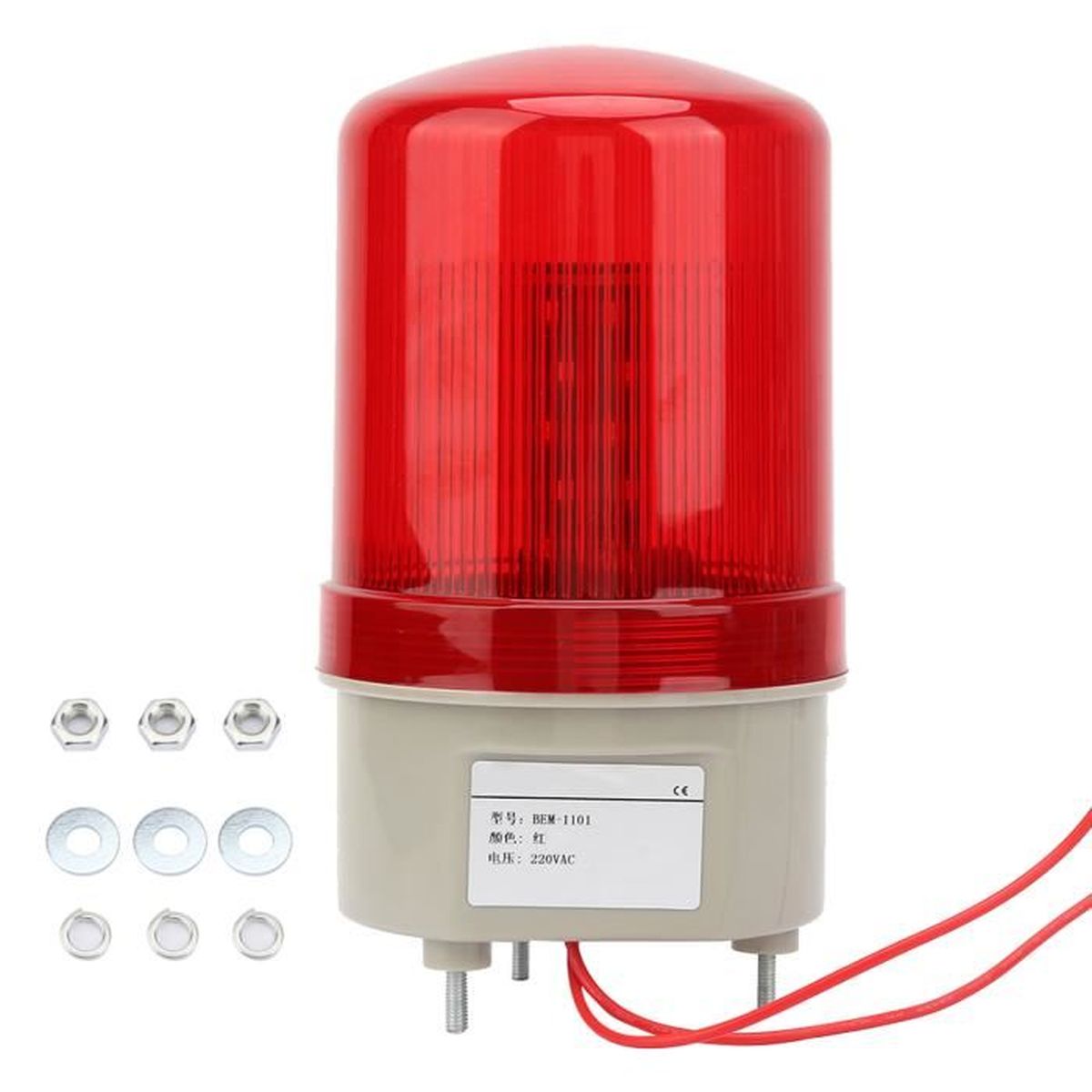 Lampe Signalisation Baomain LTE-5061 – Rouge, LED Clignotante, Industrielle, Neuve