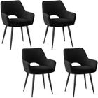 WAFTING Lot de 4 Chaises de Salle à Manger avec Accoudoirs, Rembourrées avec Dossier en Velours,Noir