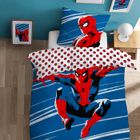 Parure de lit enfant 100% Coton - SPIDERMAN ANNIVERSARY - Blanc/bleu - 140x200+63x63cm