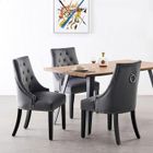 LIFE INTERIORS Lot de 4 chaises de salle à manger en velours avec dossier rabattable – Style design, pieds en bois – Salle à manger et salon