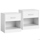 Lot de 2 Tables de chevet VASAGLE avec Tiroir, et Compartiment ouvert, Blanc Classique