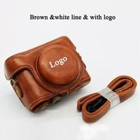 logo Brown w en ligne - Coque en cuir PU pour appareil photo Sony, avec sangle, pour modèles RX100, RX100, II