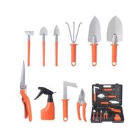 10PCS Kit d'outils de Jardin avec truelle, Outillage de Jardin Kits, Machine à Transplanter, Râteau, Sécateur, Pelle et Flacon 