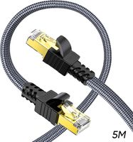 Câble Ethernet 5m,Cat 7 Cable RJ45 Haut Débit 10Gbps 600MHz Cable Réseau Plat Nylon Câble STP LAN