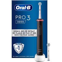 Oral-B Pro 3 3000, Brosse à dents électrique, 1 Étui De Voyage, 1 Brossette, Éliminer Jusqu’à 100 % de Plaque Dentaire, Noir
