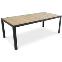 Table de jardin - OVIALA - Tivoli - Aluminium - Céramique imitation bois - Gris