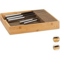 Relaxdays Range-couteaux pour tiroir en bois range-couverts extensible cuisine bambou organiseur, nature - 4052025955113