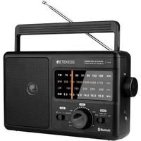 Retekess TR626 AM FM LW Radio à Ondes Courtes, Récepteur Radio Bande Mondiale, Portable Radio de Bureau avec Bluetooth (Noir)