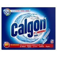 LOT DE 5 - CALGON - Powerball tabs Pastilles 3en1 anticalcaire résidus et odeurs - paquet de 48 pastilles
