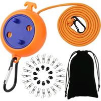 Corde à Linge Portable - Corde à Linge élastique Avec 12 Pinces - Pour Voyage, Vacances, Plein Air, Camping, Dortoir (180-300 Cm
