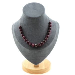 Collier Ras Du Cou En Grenat Véritable - Longueur 40 Cm, Pierres 4 Et 6 Mm, Alliage