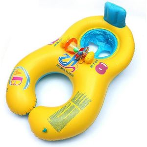 BOUÉE - BRASSARD Jaune sans auvent - Double anneau de natation gonflable pour mère et bébé, sûr et amusant, pour enfants, avec