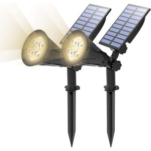 PROJECTEUR EXTÉRIEUR [2 Pack] Led Solaire Projecteur, Lampe Solaire De 