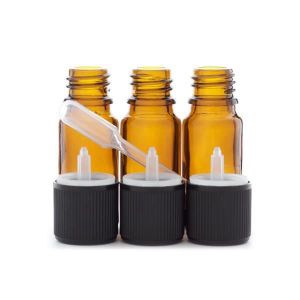 3pcs bouteilles de flacons d'emballage de flacon d'huile essentielle en  verre ambre attar avec pots de réduction d'orifice et bouchon à vis