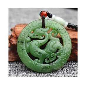 Pendentif En Jade Vert Naturel Pour Homme - Sculpté, Cadeau Bijoux, Neuf Avec Étiquettes