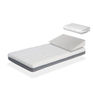 MATELAS BÉBÉ Pack matelas KALA 60X120X11 CM + plan incliné 15°+ Protège matelas 60x120 cm - Mousse à mémorie de forme