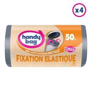 HANDY BAG Sacs poubelles fixations élastiques ultra résistant 50l 10 sacs  pas cher 