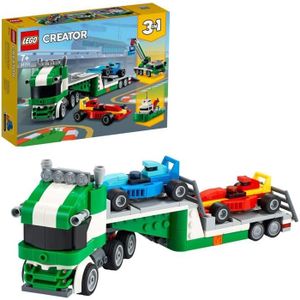 ASSEMBLAGE CONSTRUCTION LEGO® Creator 3-en-1 31113 Le Transporteur de Voitures de Course, Jouet, Camion avec Remorque