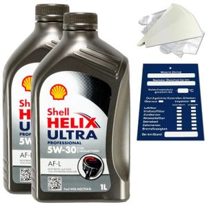 HUILE MOTEUR 2 litres d'huile moteur Shell Helix Ultra Prof. AF-L 5W30 550040619 ACEA C1 SET