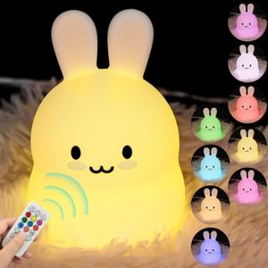 VEILLEUSE BÉBÉ twirush Veilleuse mignonne en forme de lapin pour enfants, 9 couleurs, veilleuse rechargeable par USB pour enfants, veilleuse po43
