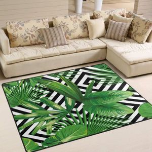 Tapis Intérieur & Extérieur Tissage À Plat Jungle Découpé Design Palmiers  Floral Vert, Dimension:80x250 cm