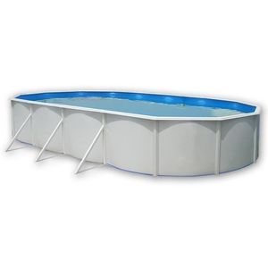 PISCINE PRESTIGIO Piscine hors sol ovale en acier avec tapis 915 x 457 x 120 cm (Kit complet piscine, Filtre, Skimmer et échelle)