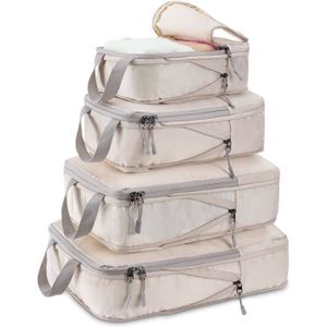 Ensemble organisateur bagages valise sacs de rangement emballage voyage  Cubes-bleu marine, gris, beige et rose -  France