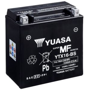 BATTERIE VÉHICULE YUASA AGM YTX16-BS Batteries moto 14Ah 12V (DIN 81