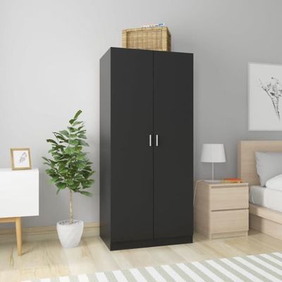 Garde Robe Etageres Vetements Armoire De Rangement Chambre Style Contemporain Noir 80x52x180 Cm Agglomere Achat Vente Armoire De Chambre Garde Robe Etageres Vetements Cdiscount