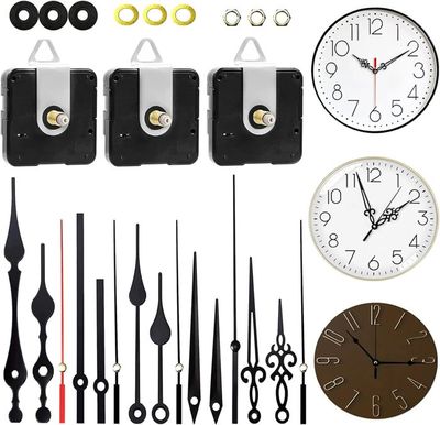 Kit Mécanisme Horloge Murale 2 Pièces - Mouvement Silencieux Avec 5 Paires Aiguilles