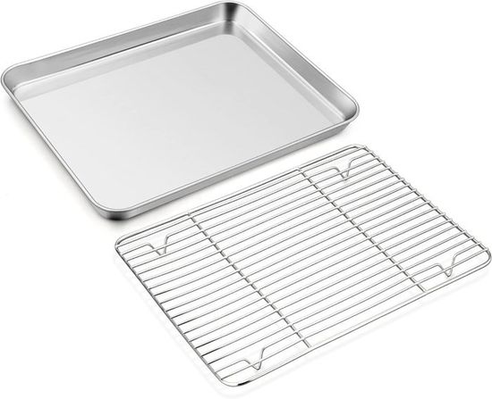 Plat à Rôtir Avec Grille En Acier Inoxydable - Plusieurs Tailles (de 25x18cm à 39x28cm) - Pour Four, Facile à Nettoyer - 2
