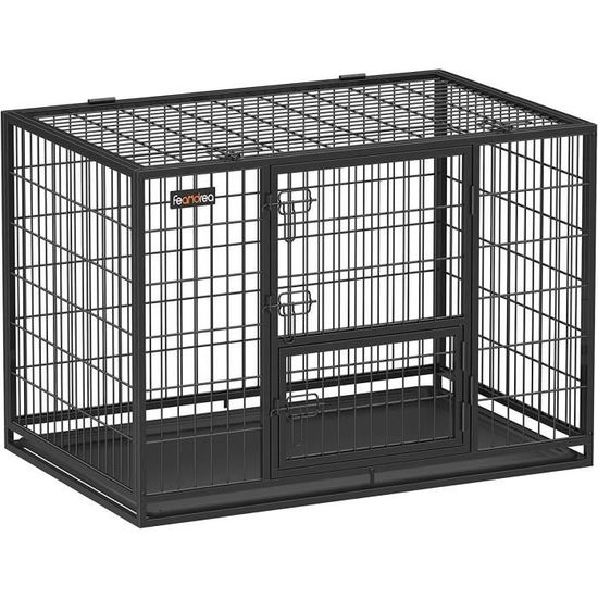 Cage pour Chien Grande Taille Cages de Transport Chien à Roulette avec 3  Portes L 95 x 81 x 57 CM + Housse de Cage Étanche
