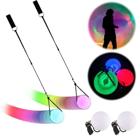 2 Paires Boules LED Poi Lumineuses – Bolas Cirque Lumineuses Rechargeables – Effets Lumineux Pour Jonglage & Danse